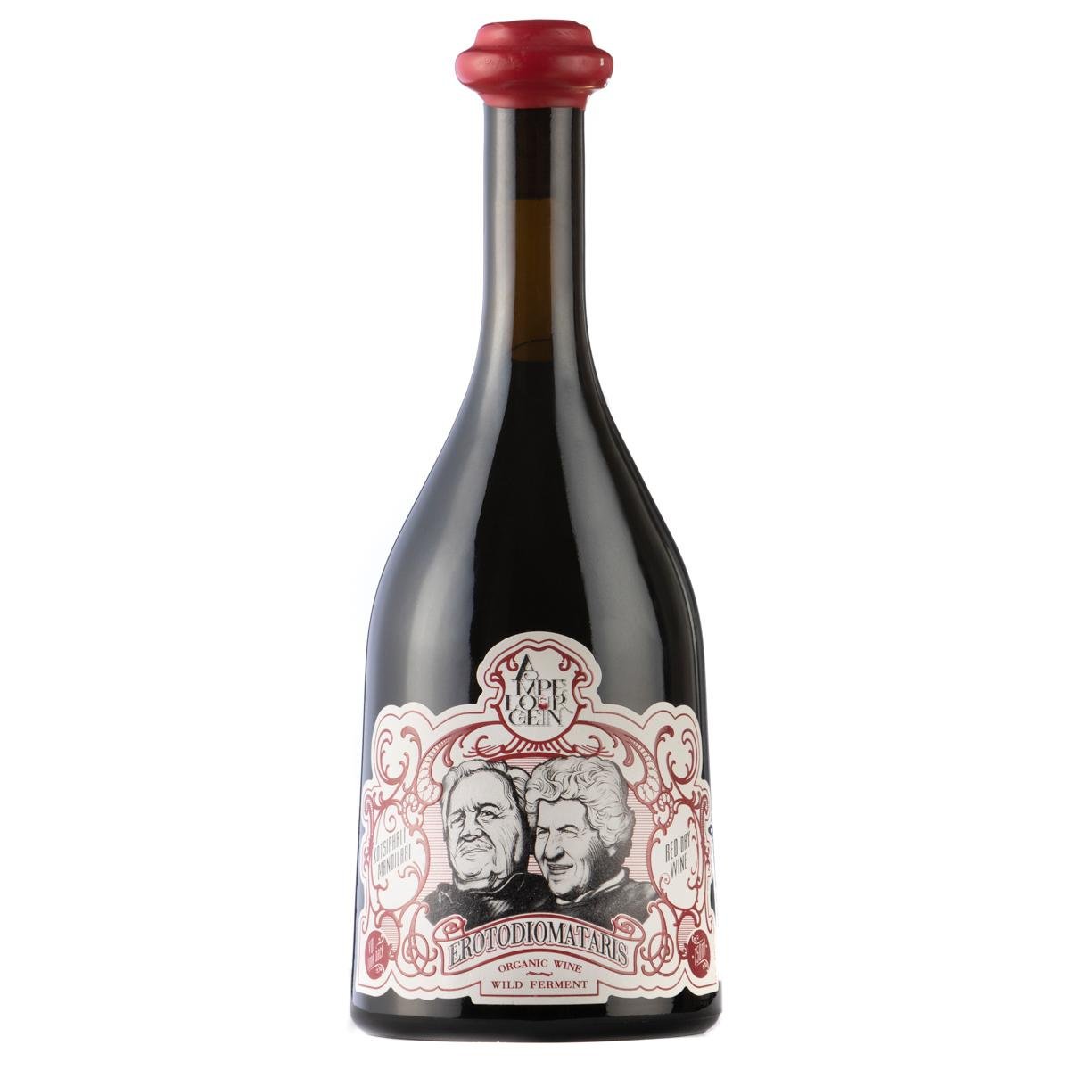 Krachtige rode Griekse natuurwijn uit Kreta van Kotsifali en Mandilari – Ampelourgein Erotodiomataris fles